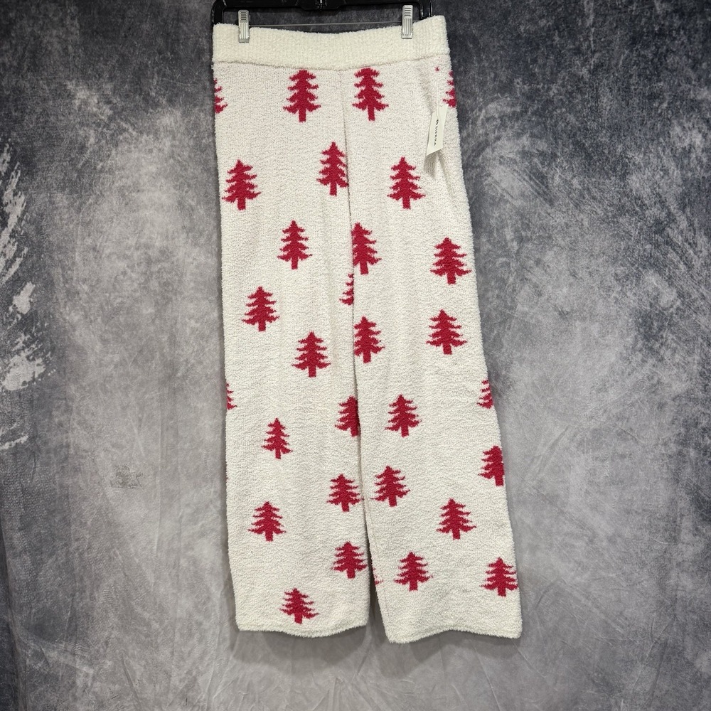 Cupcakes and Cashmere Womens Fleece Lounge Pants Wide Leg Tree Print White Red S